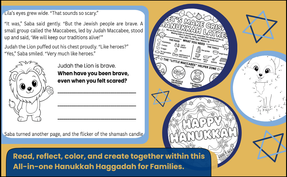Activities and conversation prompts from the Menschkins Hanukkah book