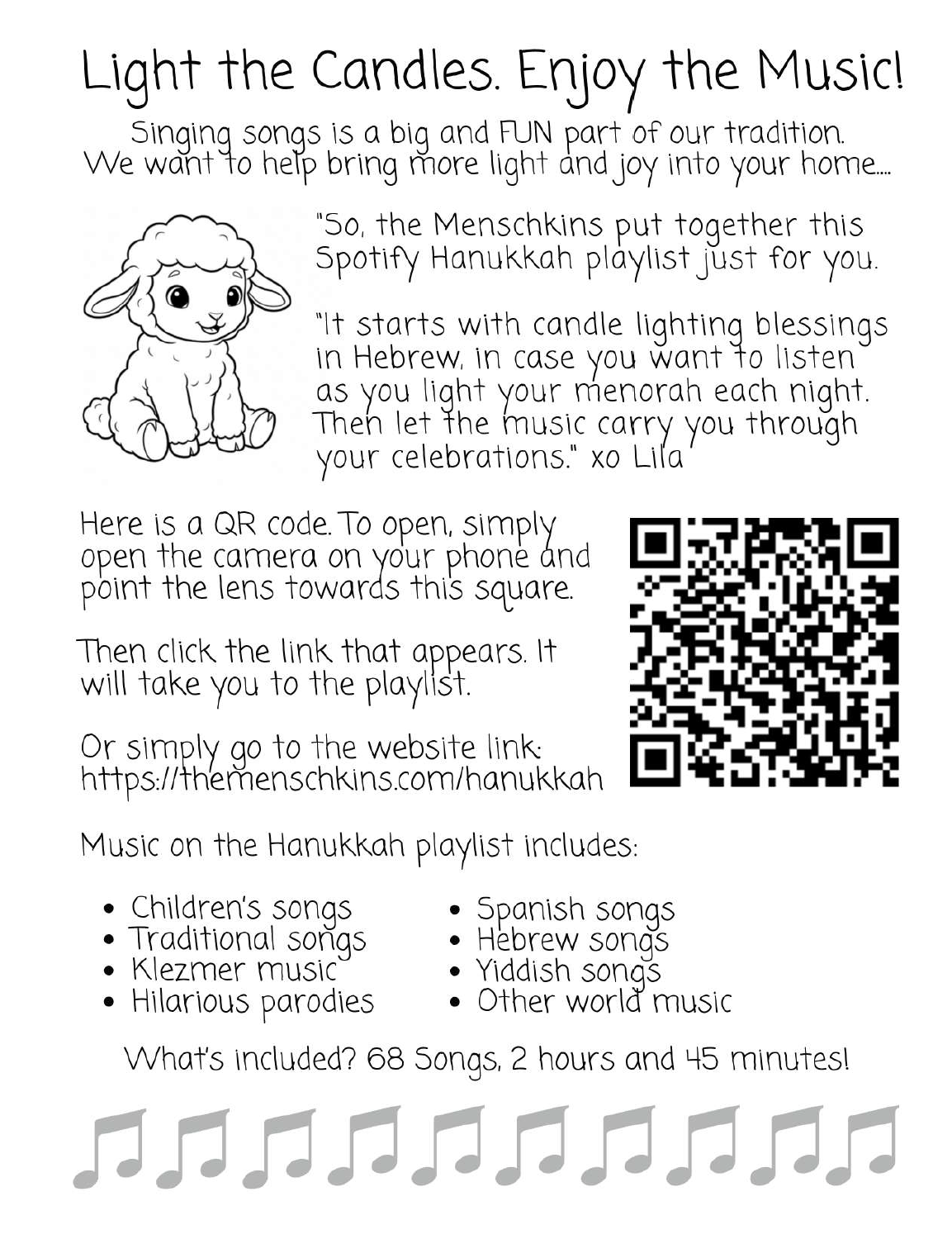 Spotify Hanukkah playlist page with QR code
