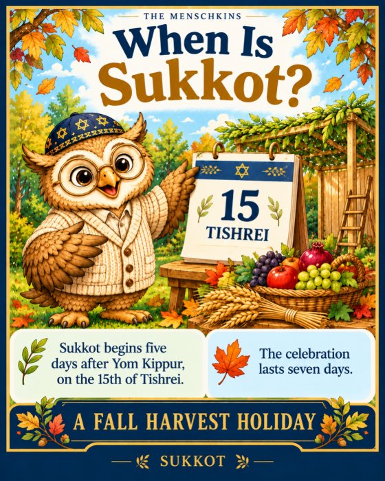 When Is Sukkot? Saba points to 15 Tishrei on a calendar