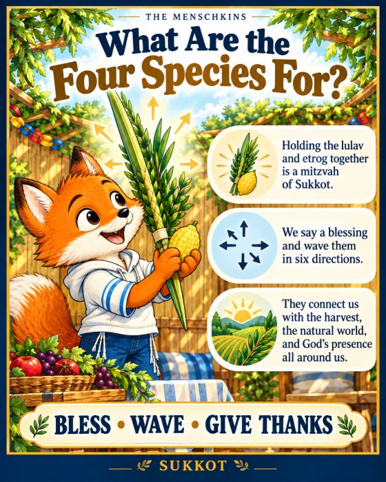 What Are the Four Species For? Izzy holds the lulav and etrog