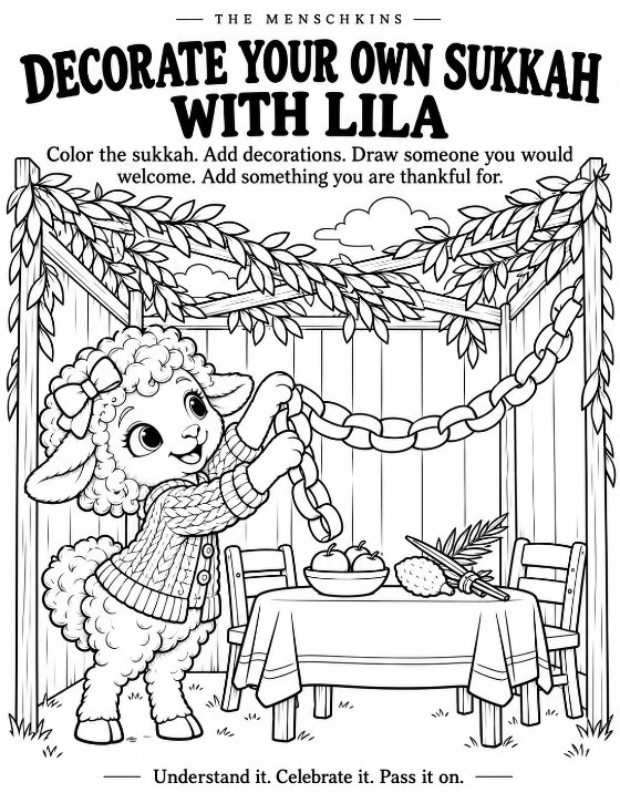 Coloring page: Decorate Your Own Sukkah with Lila